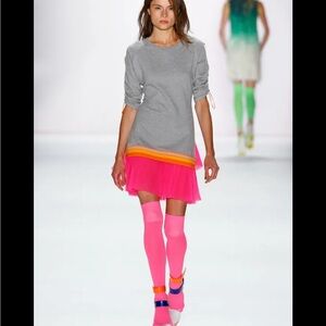 Fyodor Golan Gray Drop Waist Dress, Neon Pink Tulle,‎ Size XXL, EUC